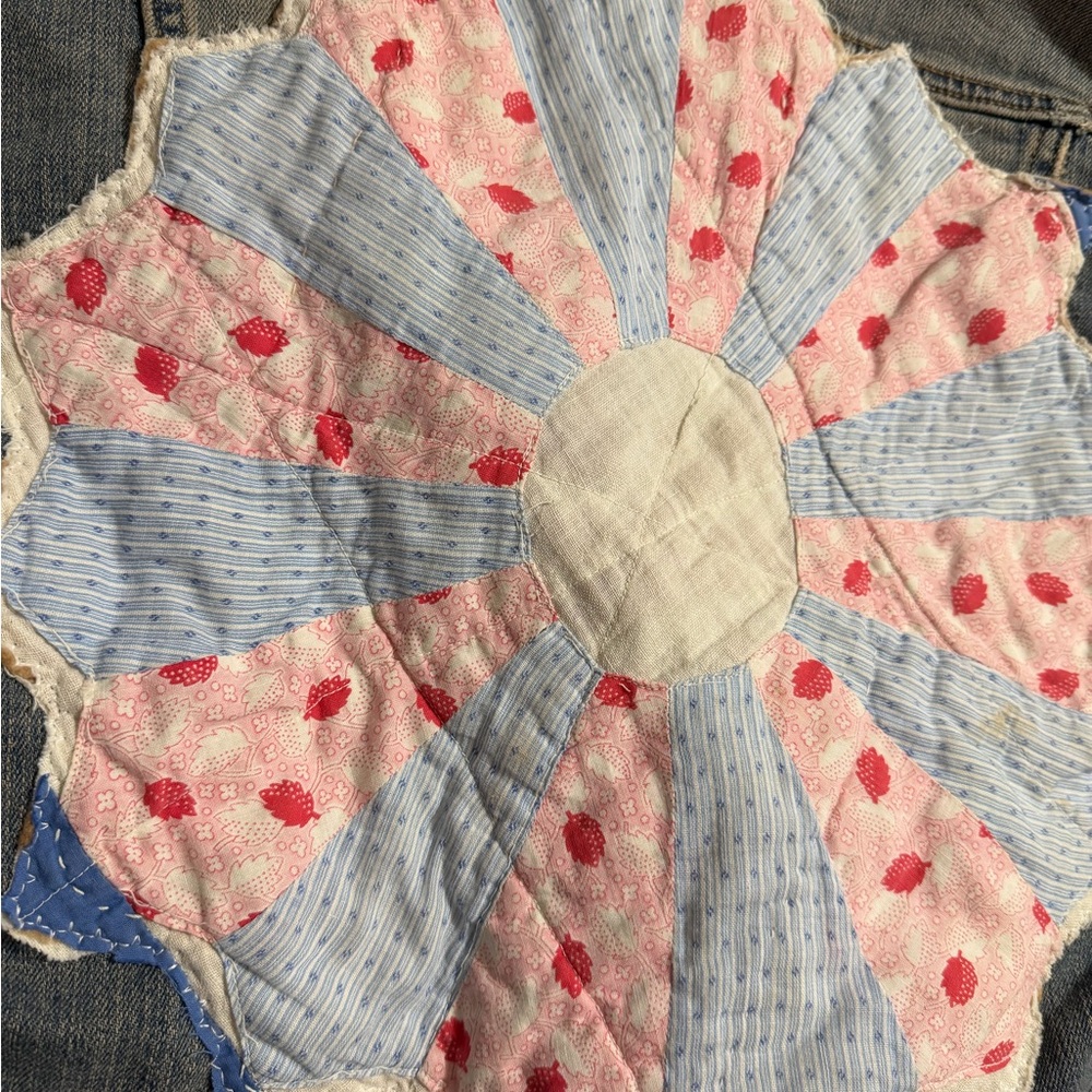 Women’s Denim Jacket with Patchwork Design quilt handmade small - Picture 3 of 6